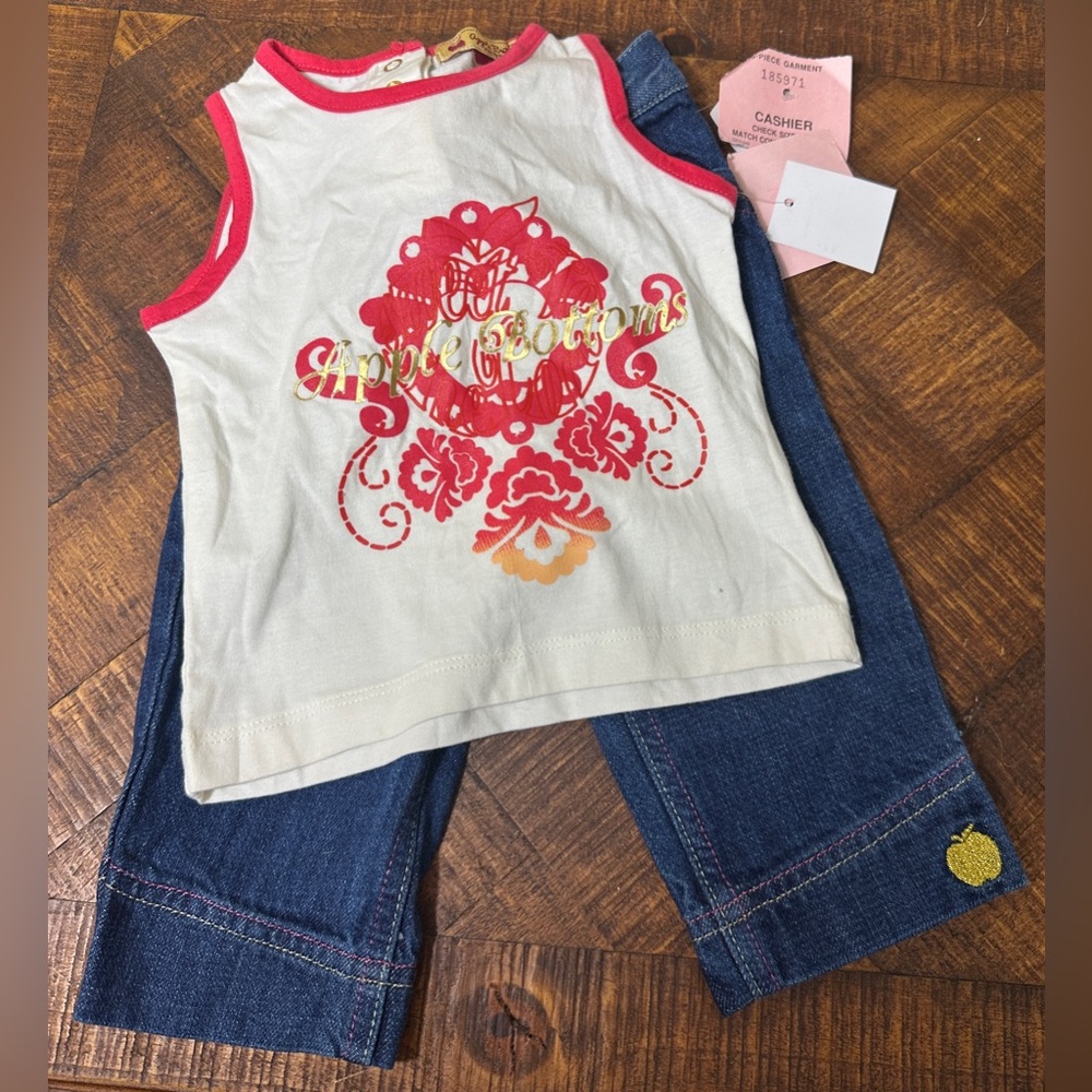 NWT‎ Apple Bottoms 18 Month Tank Top & Denim Jeans